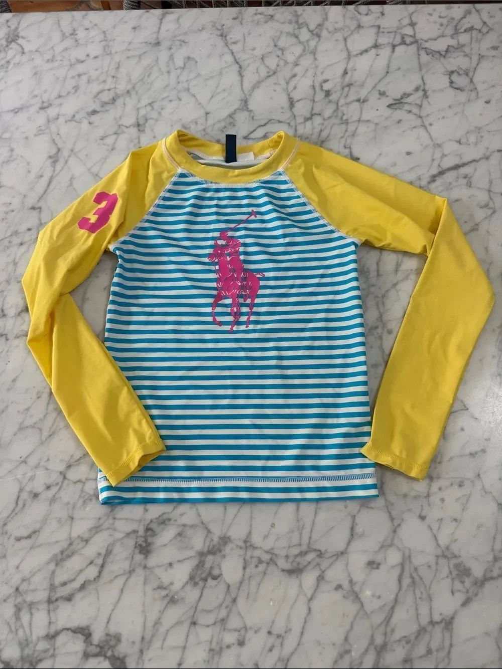 Ralph Lauren Polo Big Pony Youth Sz 8/10 Y Striped Swim Rash Guard